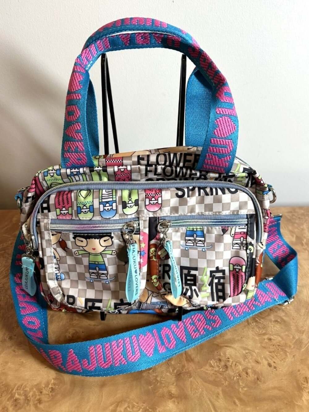 Harajuku Lovers Gwen Stefani Flower Spring Skateboard Satchel Crossbody Bag